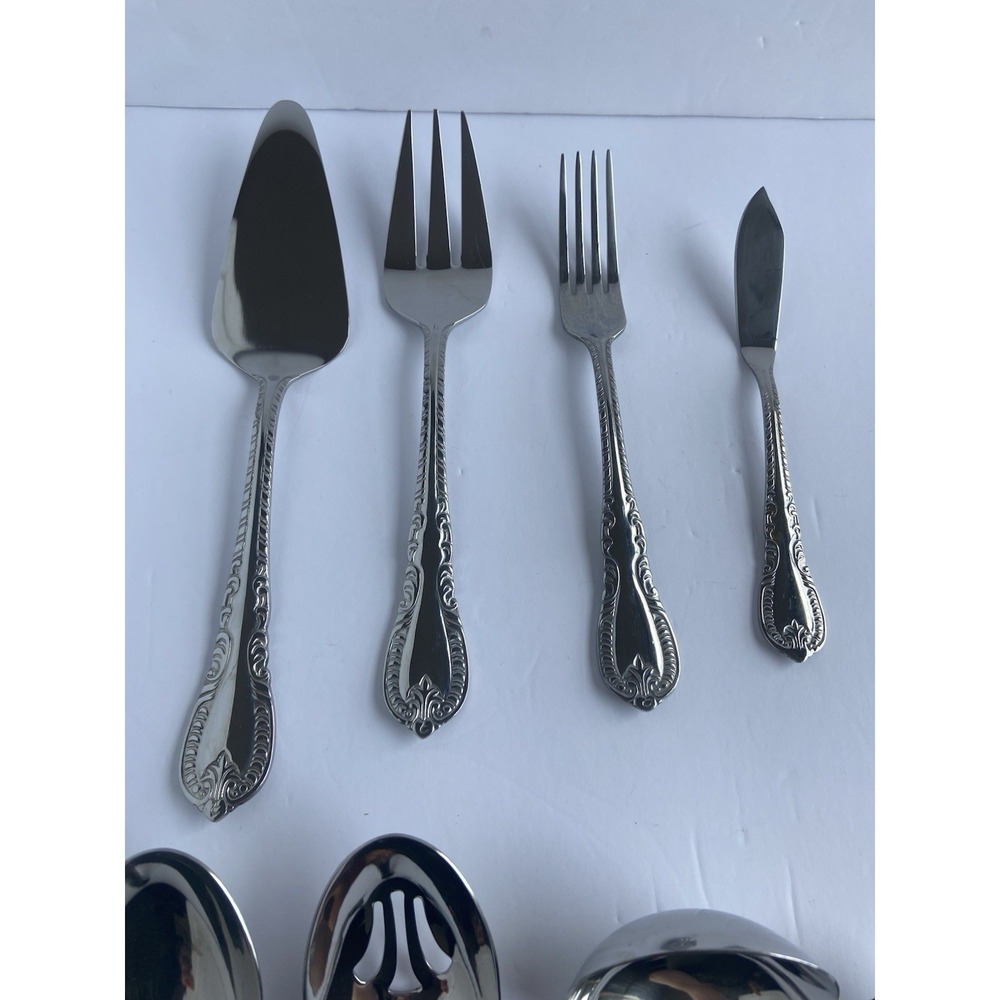 Reed & Barton French Scroll 18/10 Stainless Steel Host Serving Set 8 Piece - Picture 2 of 9
